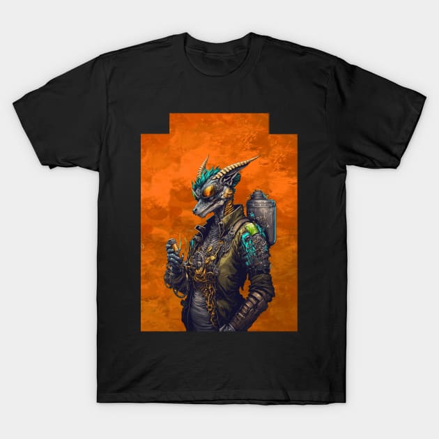 Cute Retro Dragon Tinker Master Zithram with Background Version 2 T-Shirt by Dragon Cove
